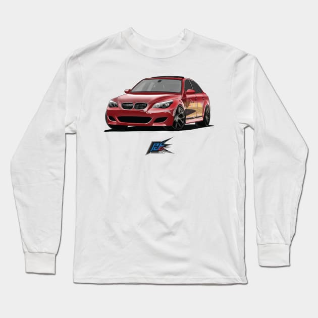 bmw m5 v10 red Long Sleeve T-Shirt by naquash